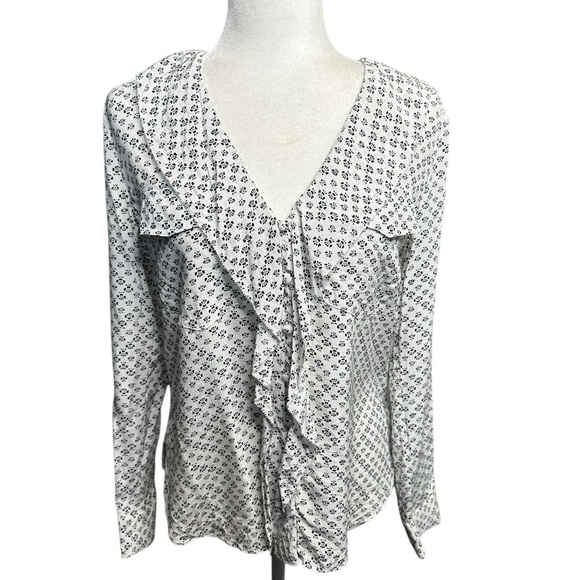 Veronica Beard Floral Black and White Silk Blouse Size 4 - Picture 1 of 7